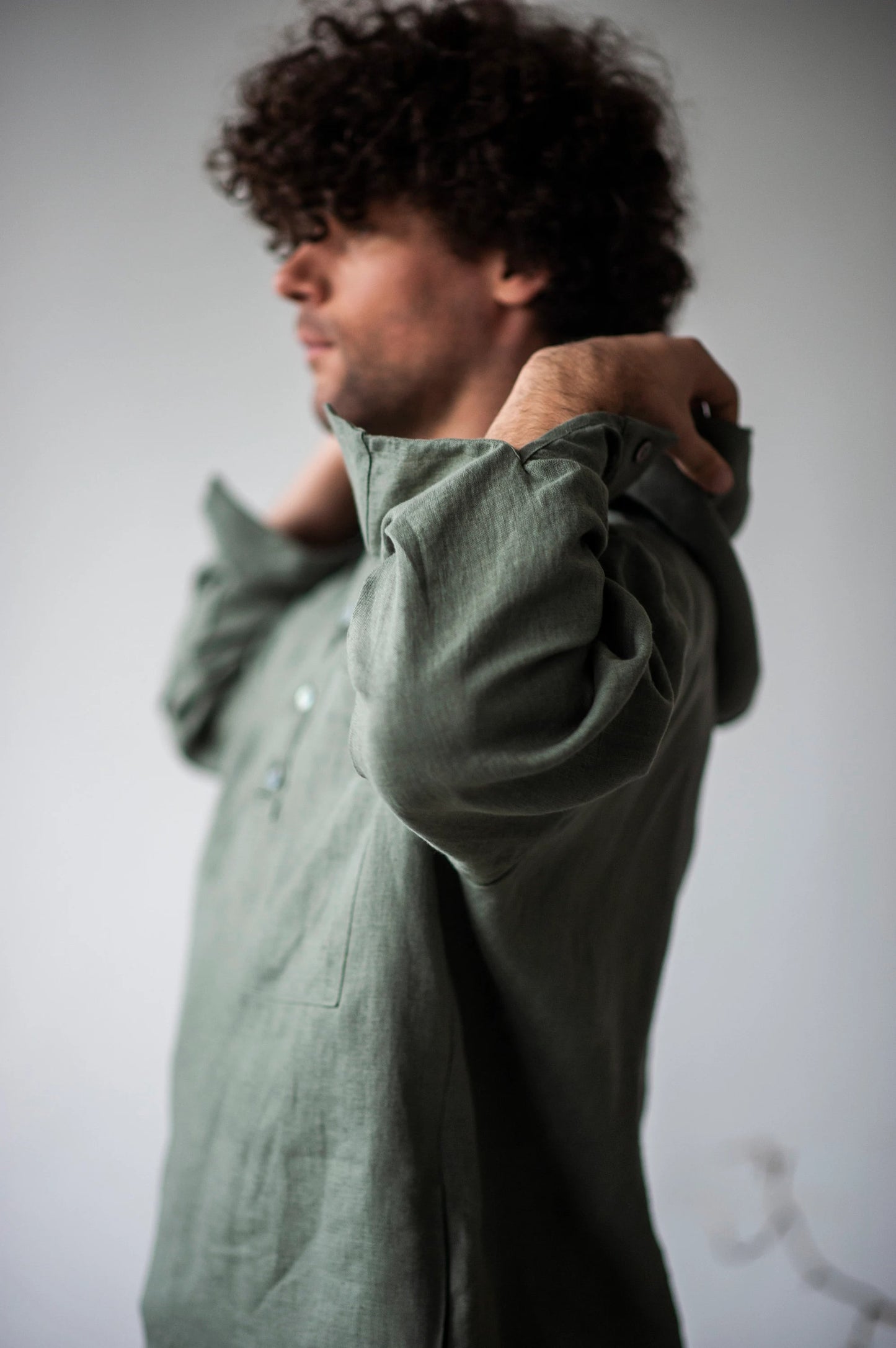 Men's Linen Hoodie , Summer Long Sleeve Shirt, Lightweight Breathable Pullover