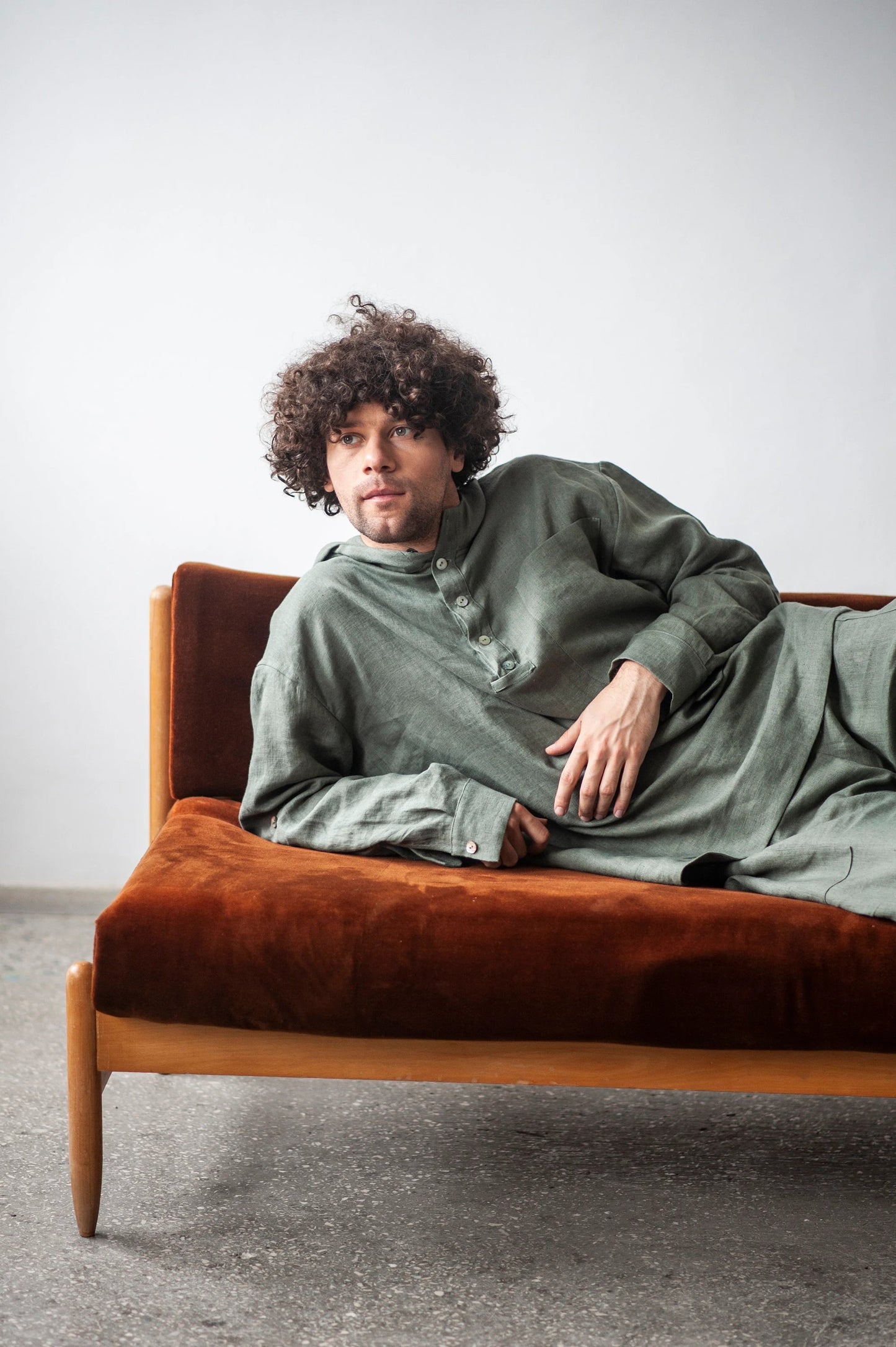 Men's Linen Hoodie , Summer Long Sleeve Shirt, Lightweight Breathable Pullover